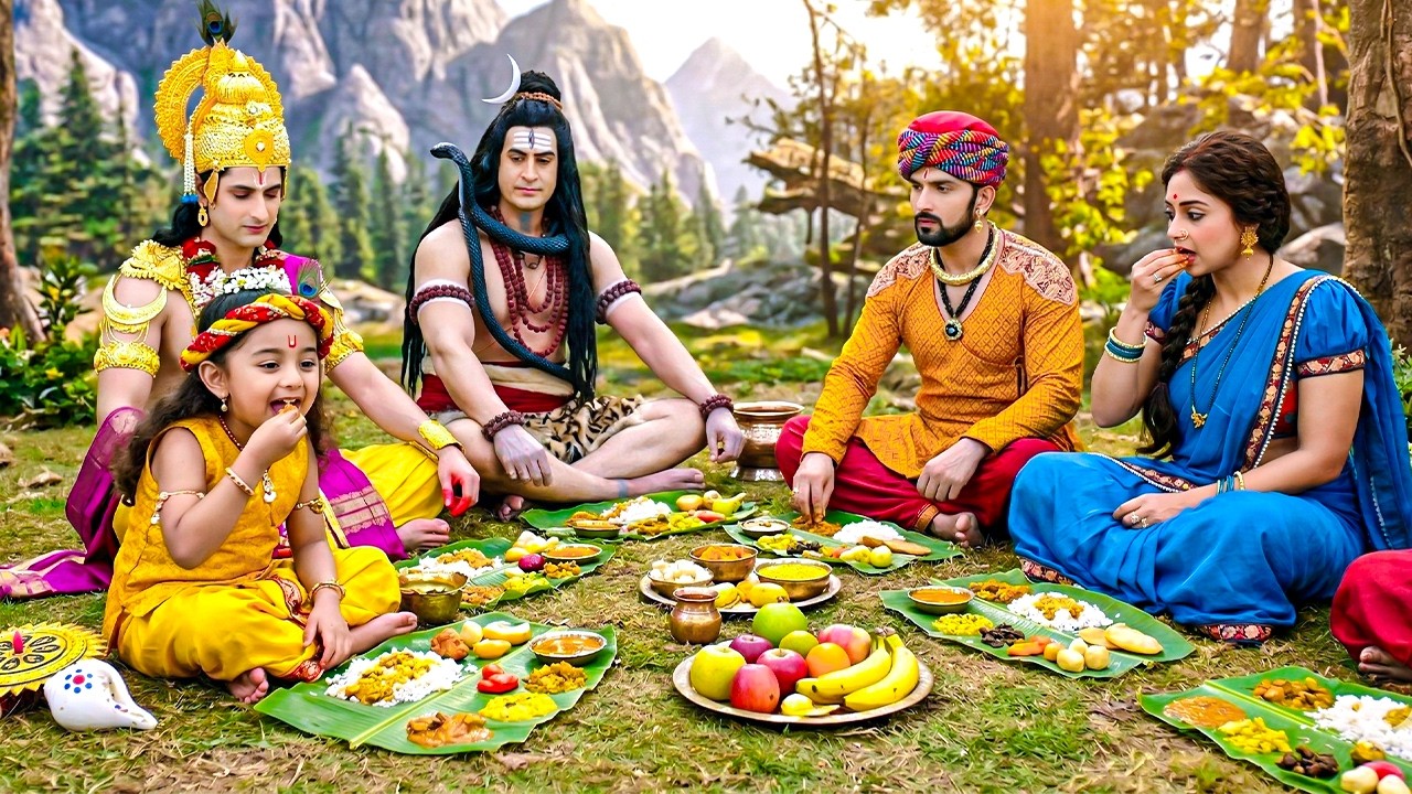 बाल कान्हा महादेव नारायण मैया यशोदा और नंदबाबा ने कैलाश पर्वत पर भोजन किया | Shree Krishan