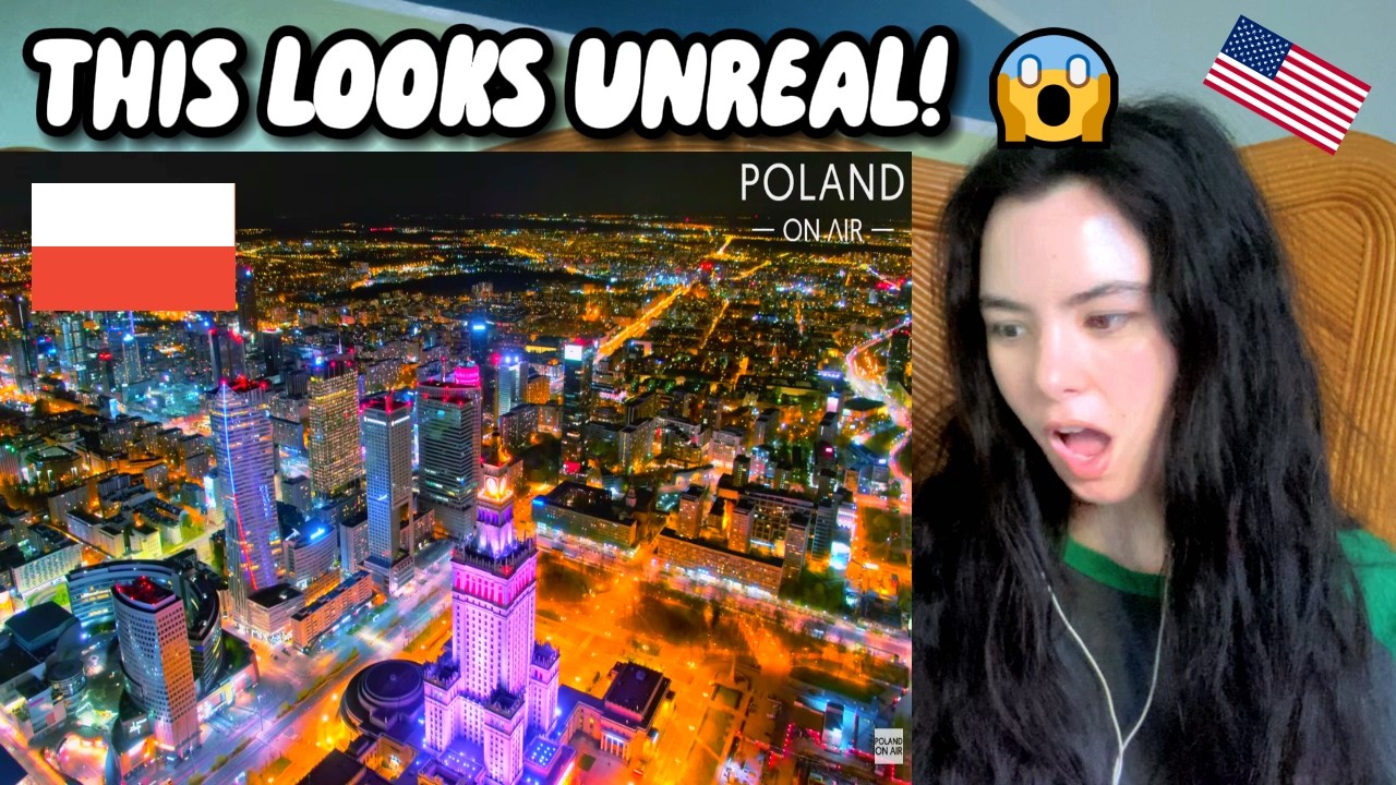 Warsaw at Night is INSANE! American Reacts to Stunning 4K Aerial Drone View!