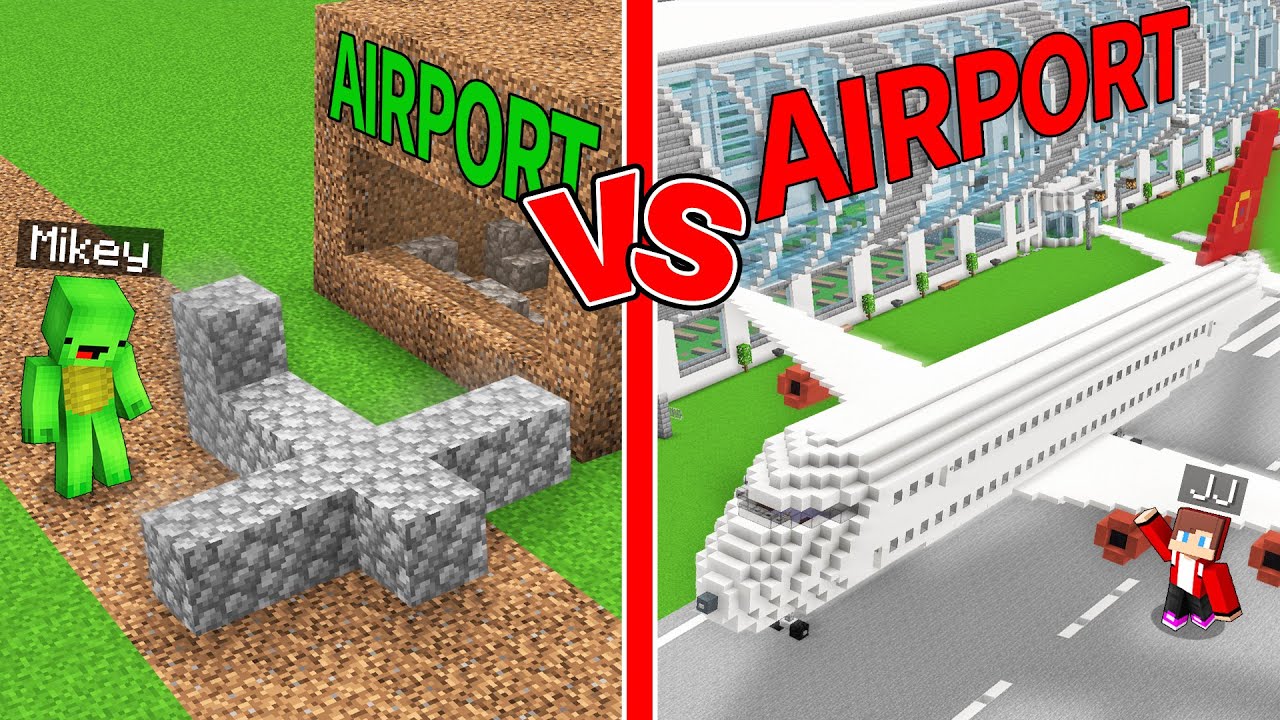 Mikey POOR vs JJ RICH AIRPORT House Build Challenge in Minecraft (Maizen)