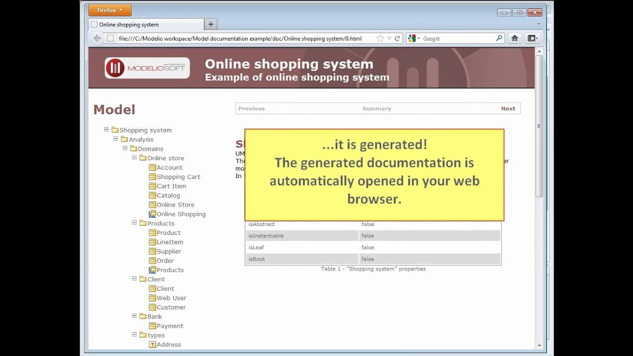 [Modelio] Generate HTML documentation from a UML model
