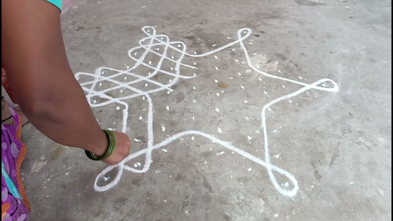 💐கம்பி கோலம்  சந்து புள்ளி கோலம் 7*4 3*1dots #daily kolam sikku kolam 