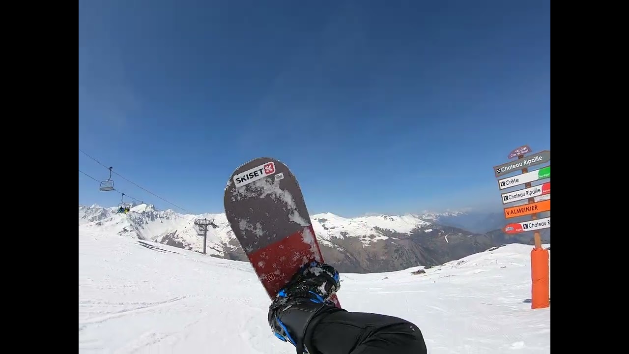 Valmeinier snowboard long way down - 1