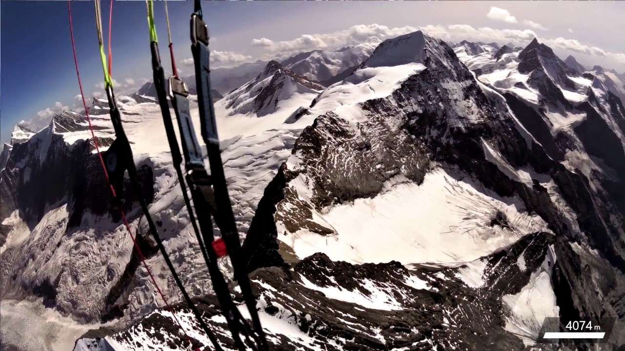 Paragliding above Eiger, Mönch, and Jungfrau
