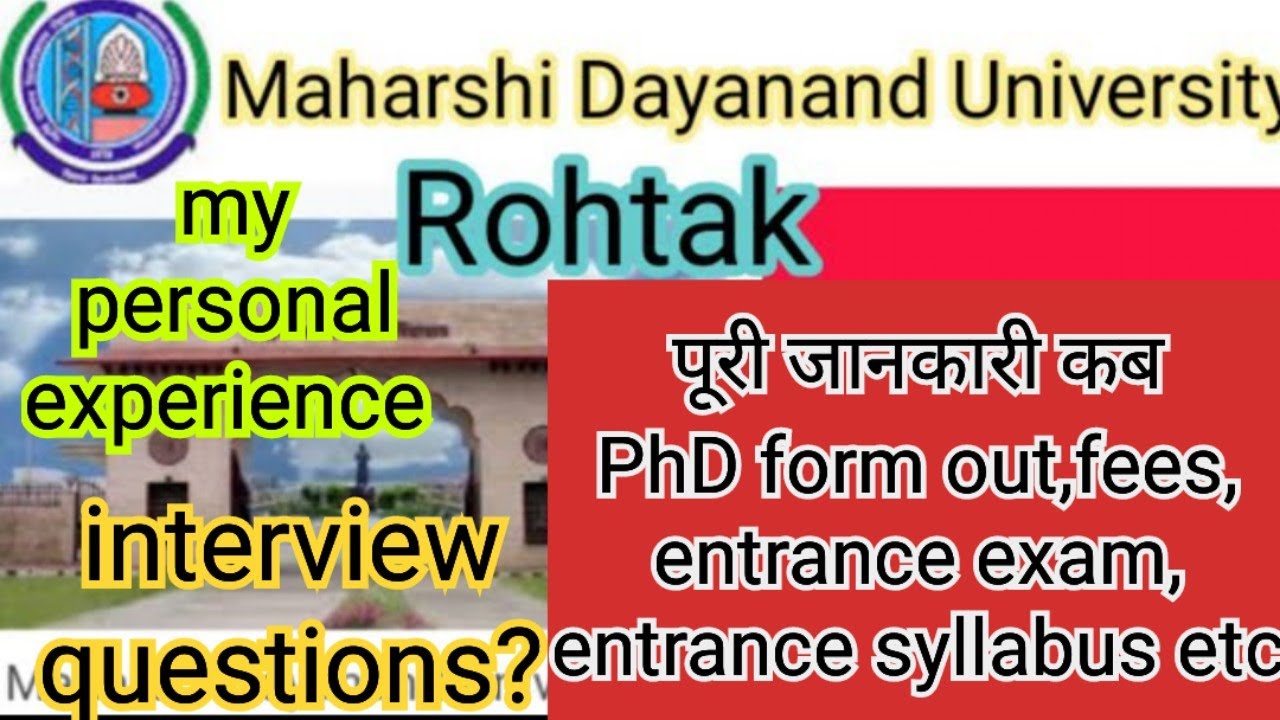 MDU PhD admission,fees, entrance exam syllabus,interview etc full details information in this video