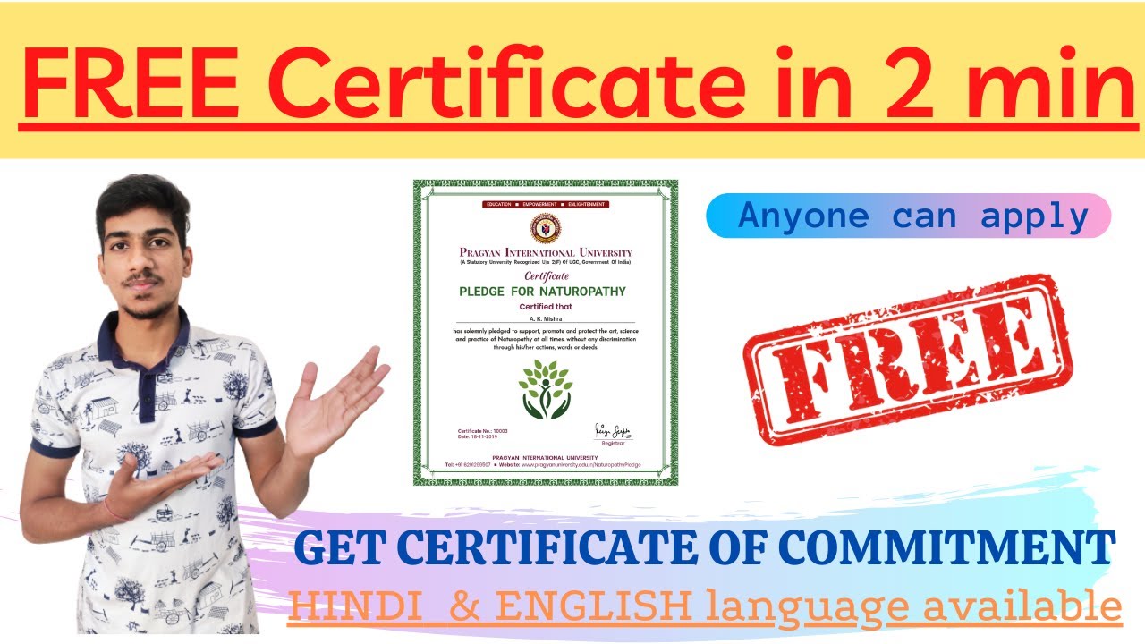 Free Government Certificate in 2 min |Take Pledge | Free Certificate