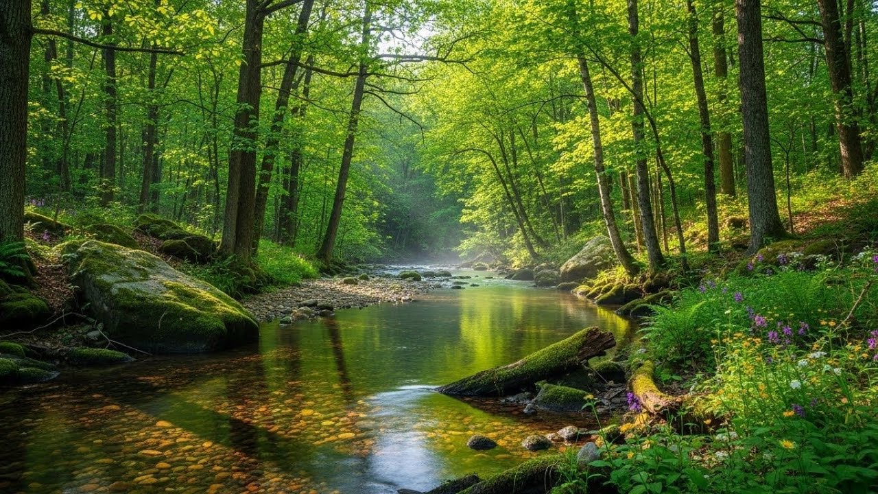 Flowing River in Forest 🌿🌊 Gentle Nature Sound for Meditation and Calm Mind #2465