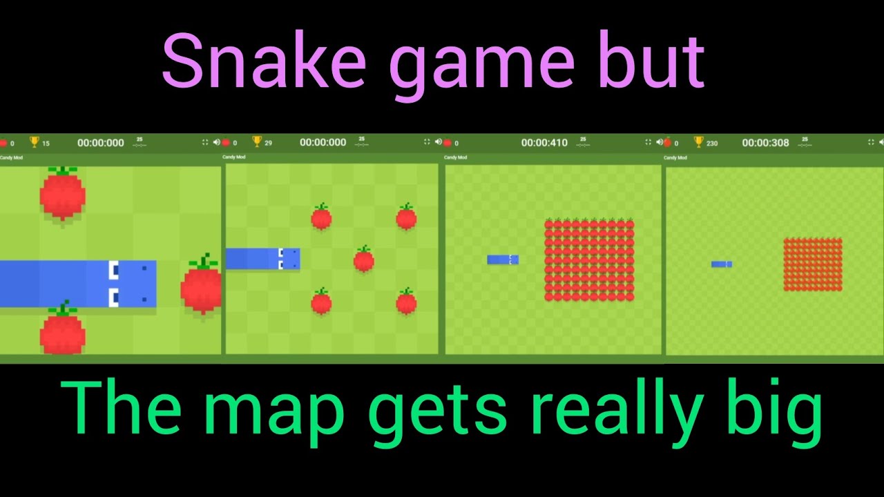 Snake game but the map gets really big