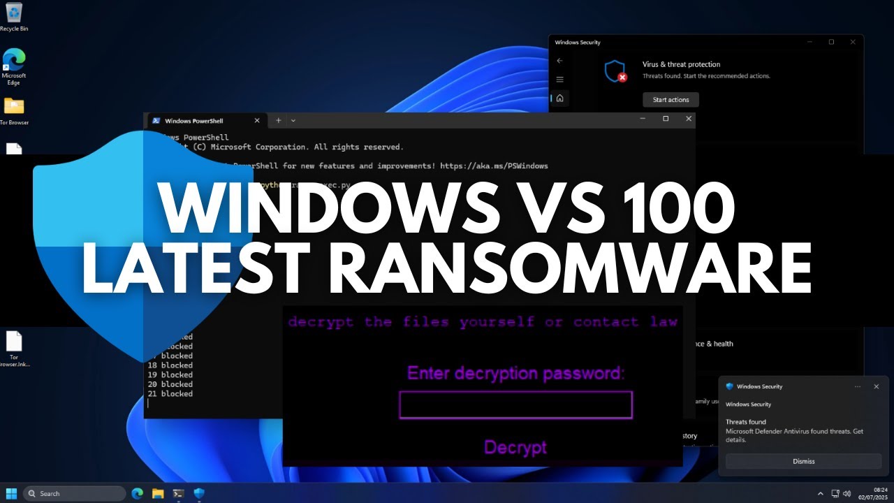 Windows vs 100 latest ransomware