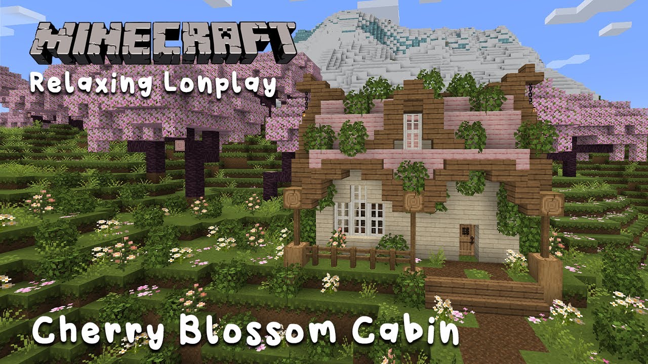Minecraft Relaxing Longplay | 1.20 | Building a Cozy Cherry Blossom Cabin | ASMR | [No commentary]