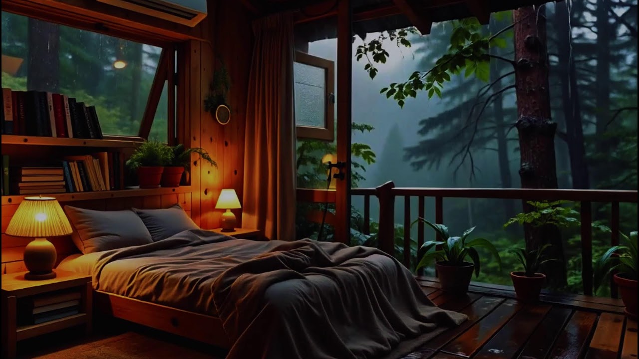Soothing Night Rainfall on Rooftops with Gentle Thunder | Relaxing ASMR Sounds for Deep Relaxation