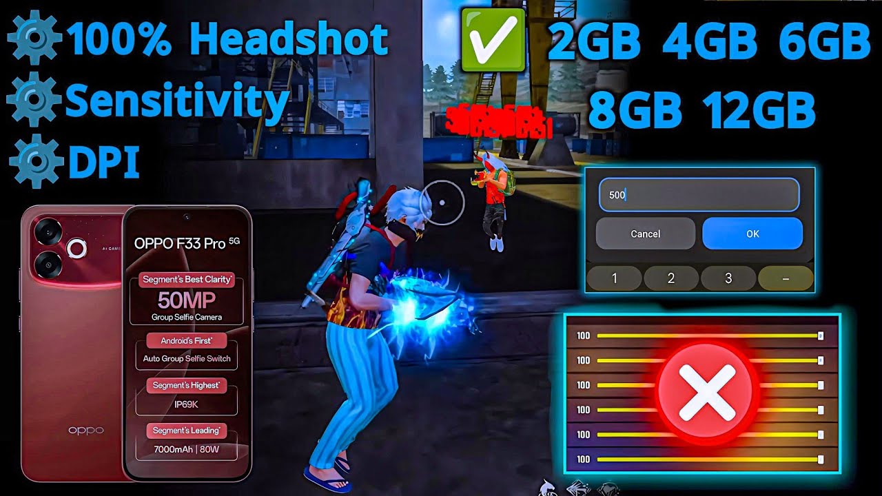 Oppo F33 Pro Free Fire Sensitivity⚙️DPI⚙️Headshot Setting