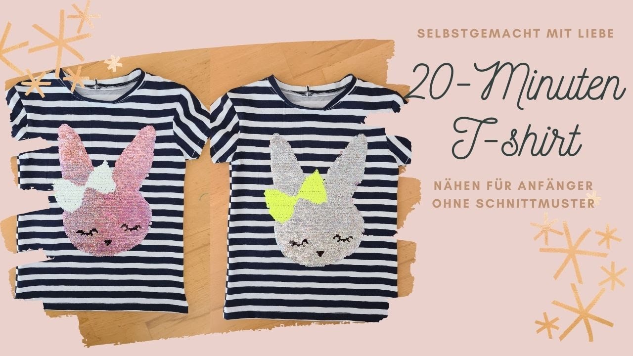 20 min. Basic T-shirt OHNE Schnittmuster für Kinder nähen - nähen für Anfänger