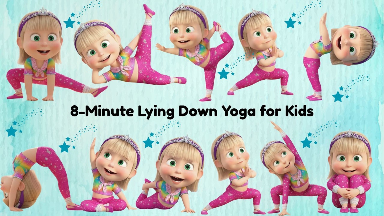 8-Minute Lying Down Yoga for Kids | Gentle Bedtime Stretch & Relax Routine