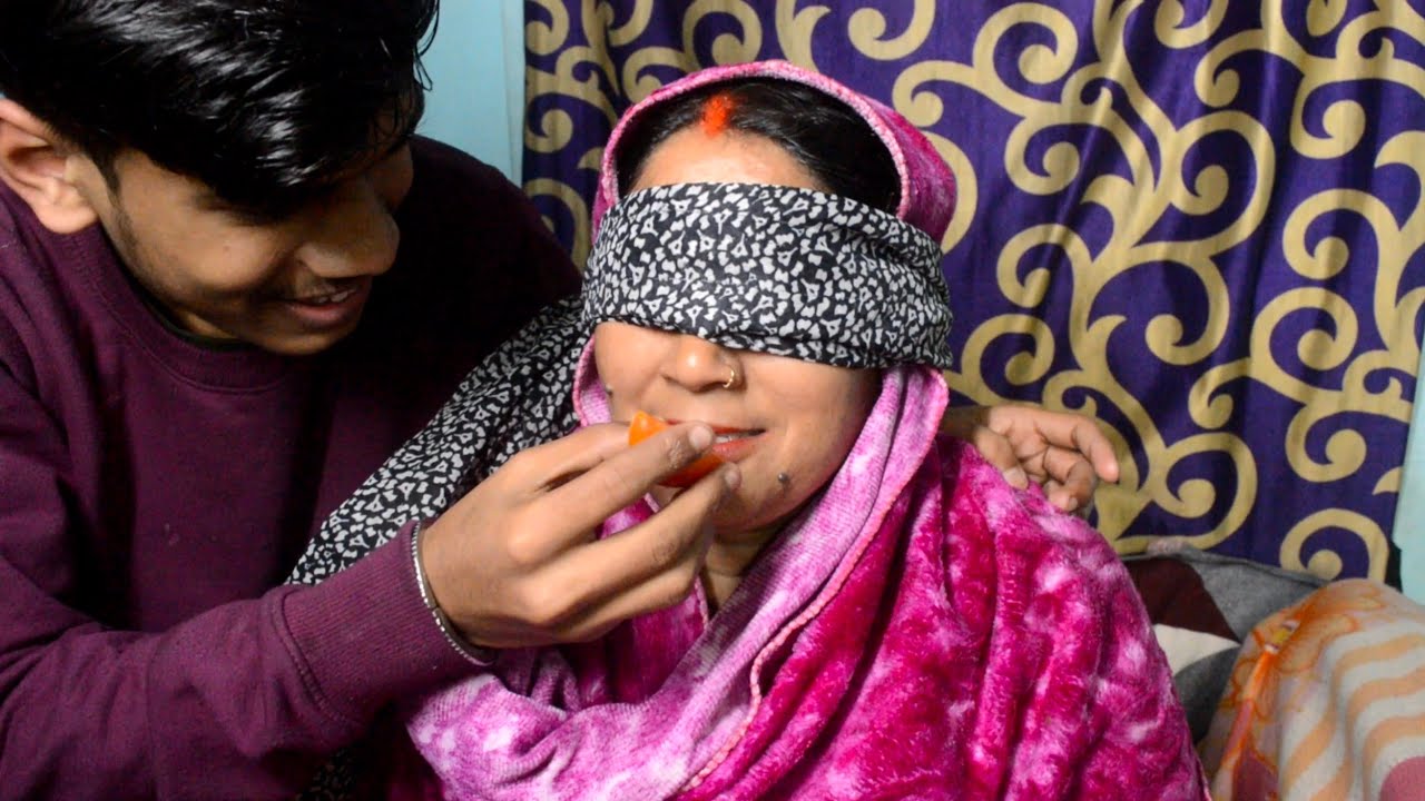 Blindfold Food Challenge 🤣 with mummy & kanha 