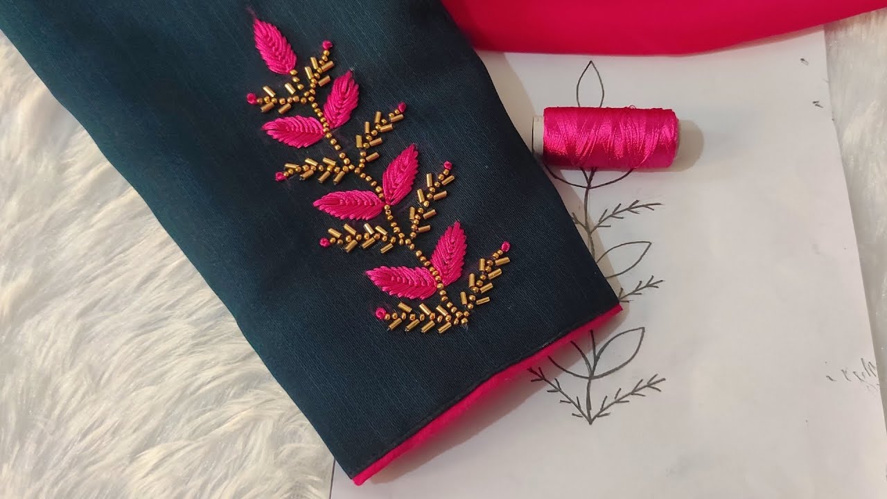 Sleeves design hand embroidery normal needle work 