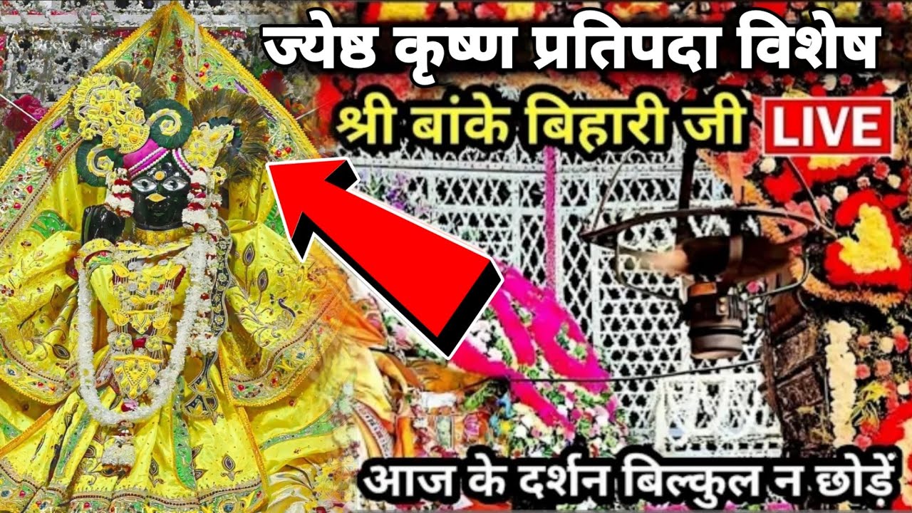🥹ज्येष्ठ कृष्ण प्रतिपदा विशेष दर्शनों का आनंद😍 सीधा बांके बिहारी🙏🏻 के महलों से लाइव #bankebihari