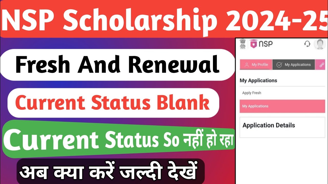 NSP Scholarship Current Status So Nahi Kar Raha h | Current Status Blank | Application Details Blank
