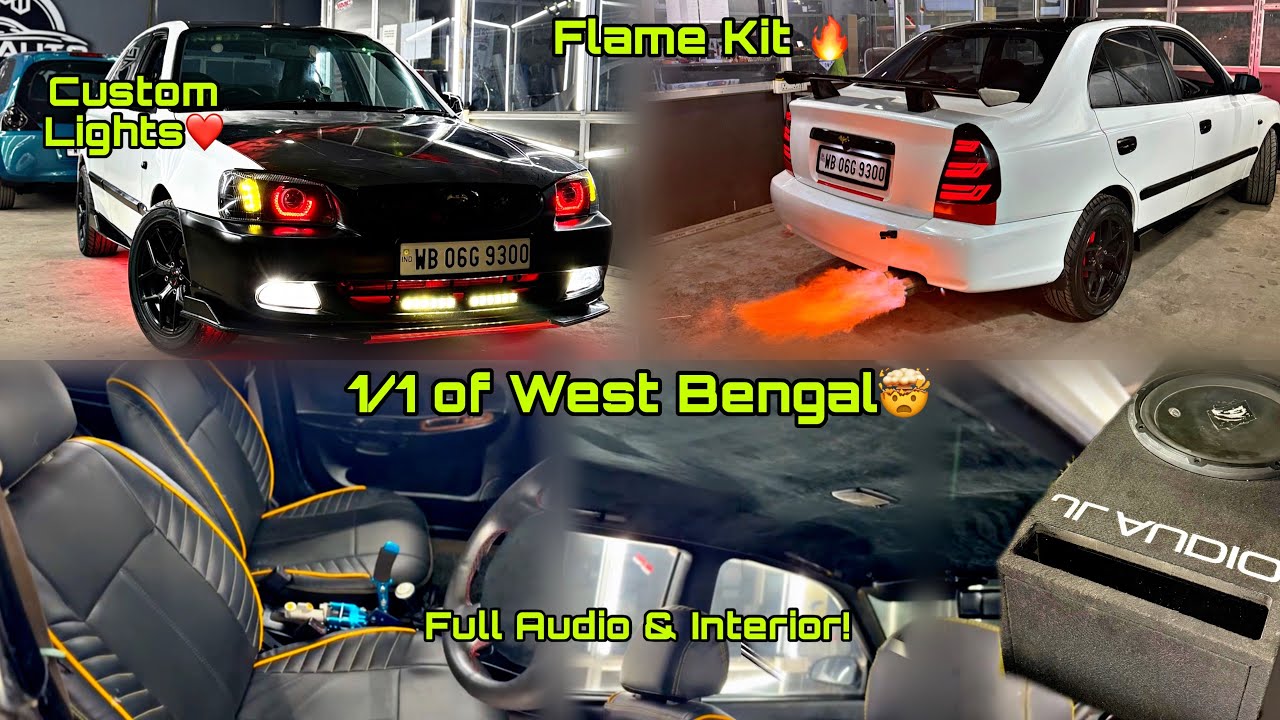 Most Modified Hyundai Accent Of WB 🔥 Flame Kit, FSE, Interior, Audio, Custom Lights, Interior & More
