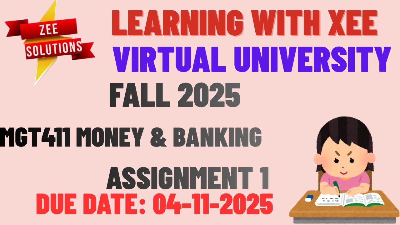 MGT411 MONEY & BANKING ASSIGNMENT 1 FALL 2025  Virtual University of Pakistan