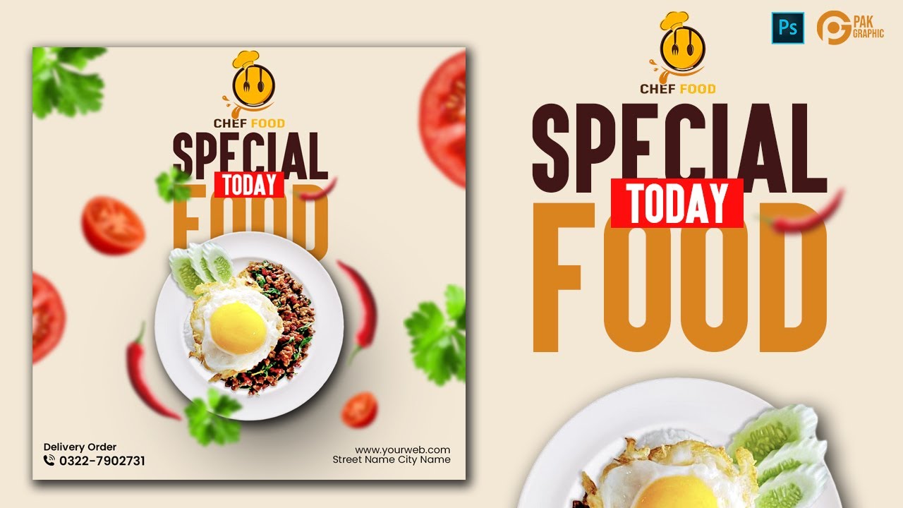 Create an Eye-catching Food Poster in Photoshop | social media post