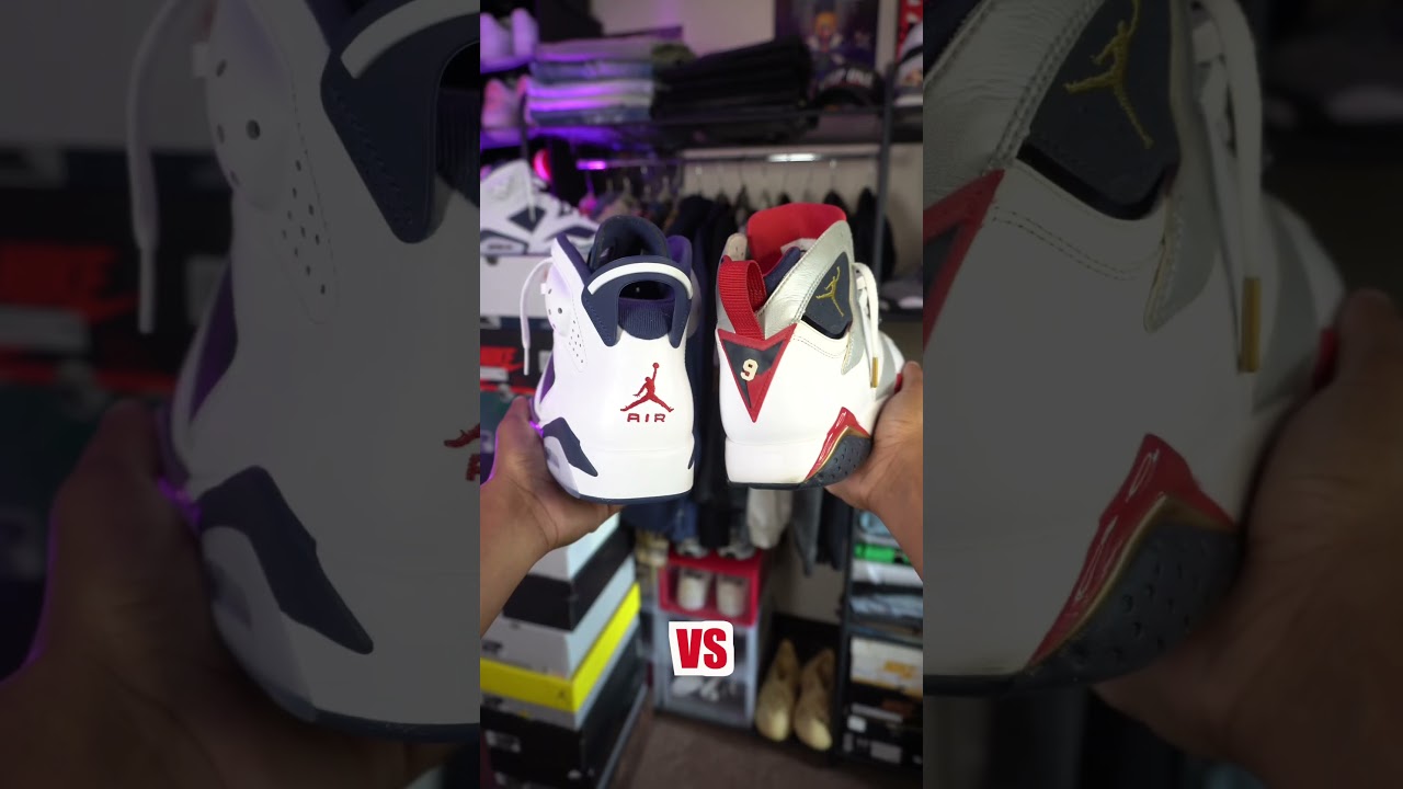 Olympic Jordan 6 VS Olympic Jordan 7🥇 #sneaker #jordan #olympic