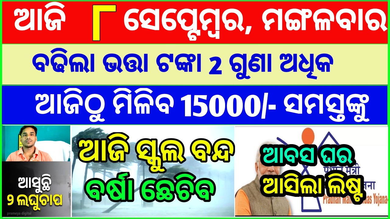 Today's breaking news odisha || Odia News | 8 September 2026 | CM Kisan |subhadra yojana online aply