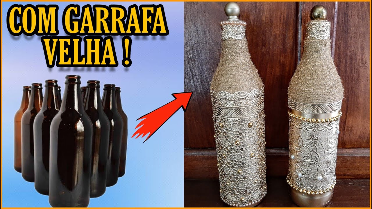 Como fazer GARRAFA DOURADA com TOALHA PLÁSTICA para decoração | Reciclagem | DIY | Artesanato
