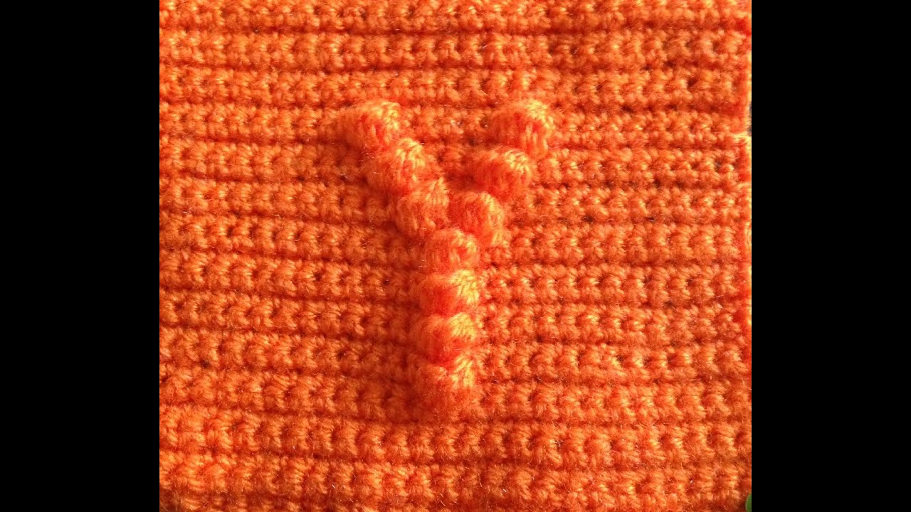 How to crochet a square with bobble stitch chart letter Y
