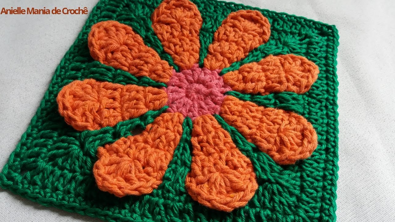 FLOR EM CROCHÊ -  SQUARE EM CROCHÊ - QUADRADO EM CROCHÊ - MÓDULO EM CROCHÊ...