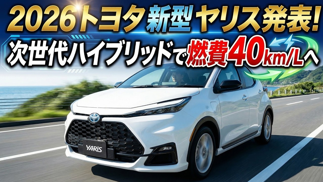 2026トヨタ新型ヤリス登場！次世代ハイブリッドで燃費40km/Lへ