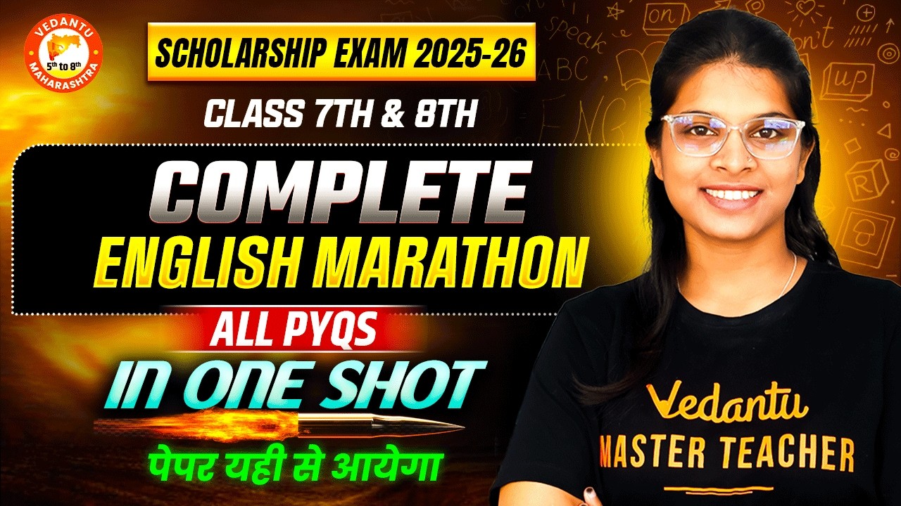 COMPLETE ENGLISH MARATHON 🔥 | English All PYQs In One Shot | Scholarship Exam 2025-26 | By Vidhi Mam