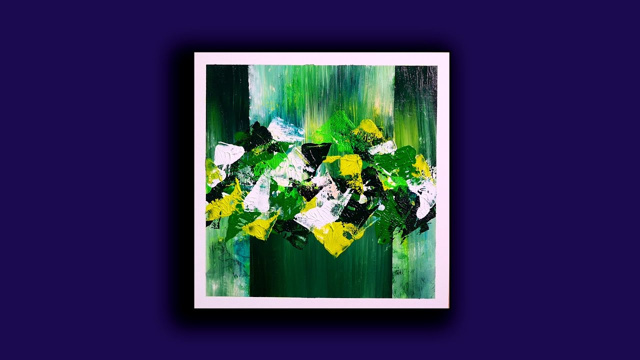 Simple Green Abstract Painting Demonstration | Fun With Acrylics | A4 Paper Technique | Modern Style