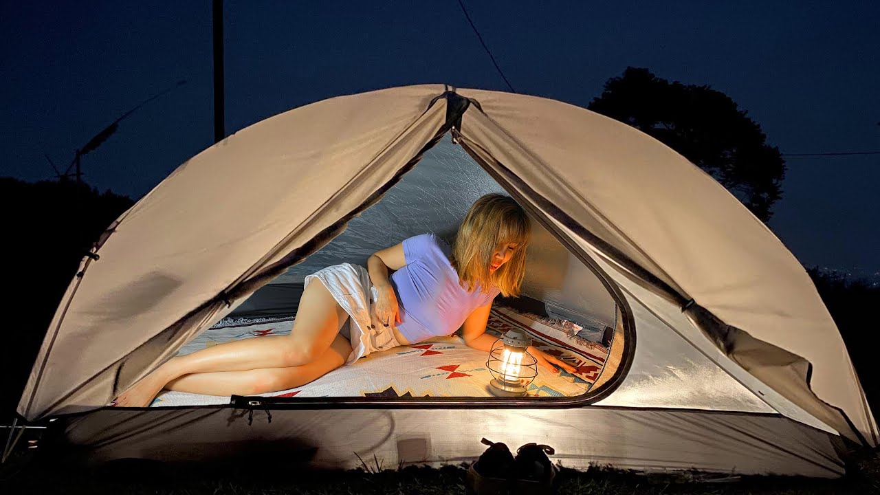 SOLO Camping in rain. caught in unexpected STRONG wind. ASMR camping and cooking