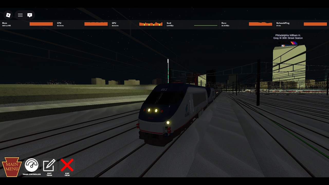 Amtrak HHP-8 Doubleheader NER Rainbow Consist (30th St - NY Penn; Limited Stops) | Roblox NEC Sim