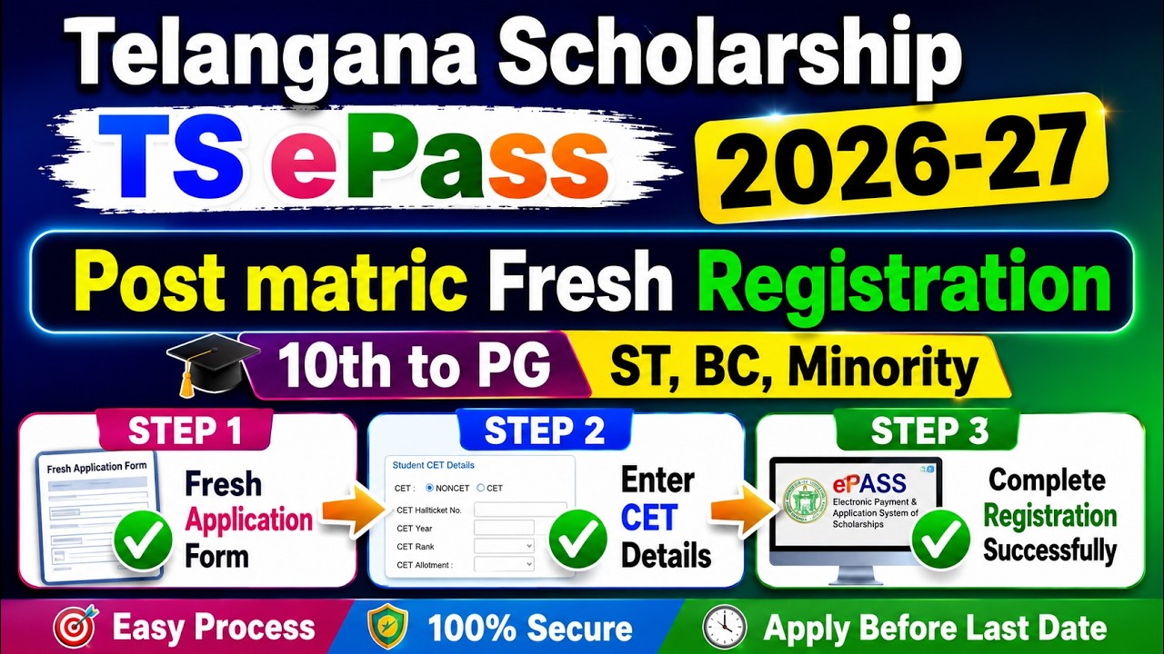 Post Matric Scholarship 10th to PG Online Application in Telangana Fresh Registration 2026-27