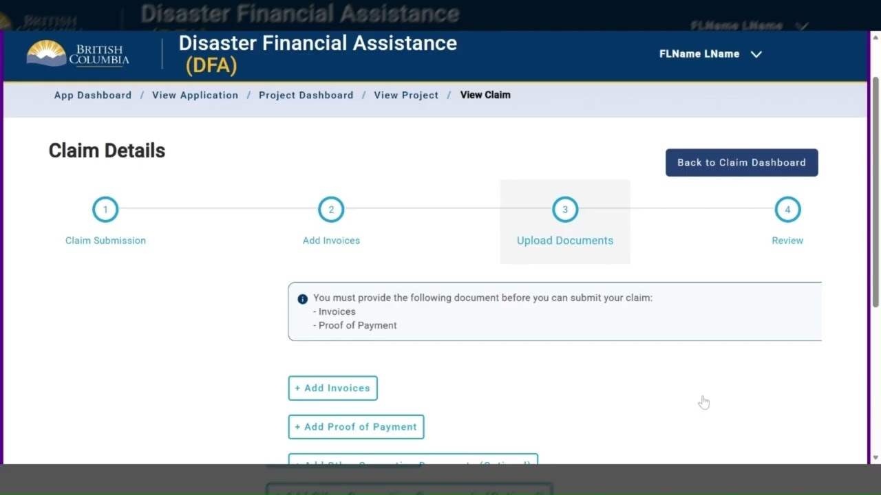 Disaster Financial Assistance – Entering a project claim for communities