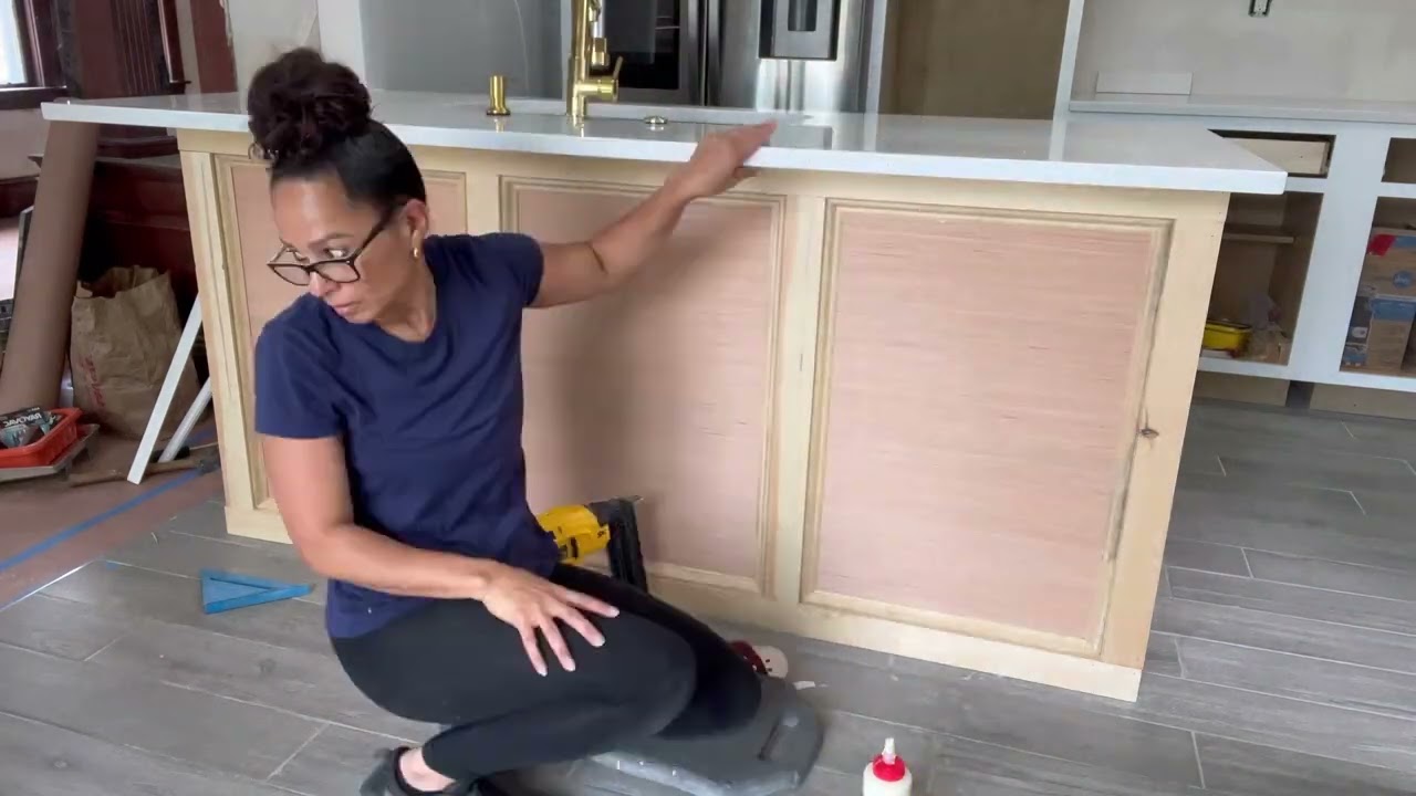 DIY Kitchen Peninsula with wine fridge