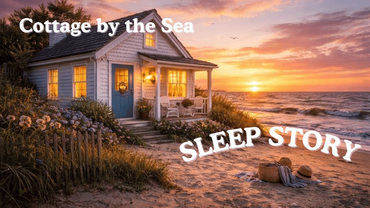 Cottage by the Sea 🌊 Sleep Story  Peaceful Ocean Waves at Twilight 1 Hour