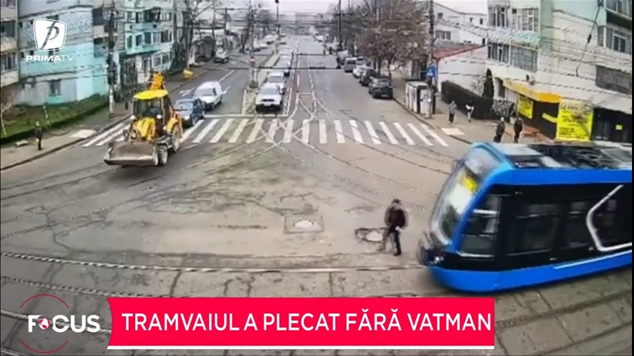 S-a întâmplat în Brăila: un tramvai plin cu oameni a luat-o la vale, iar vatmanul a alergat după el