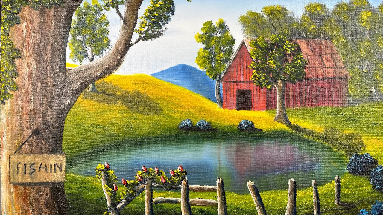 How to paint a fishing pond-demo-For beginner and intermediate artists￼
