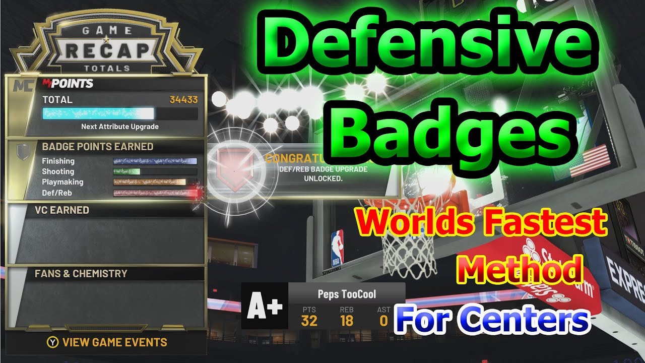 How to Get Defensive Badges Fastest Method For Centers on NBA 2K20