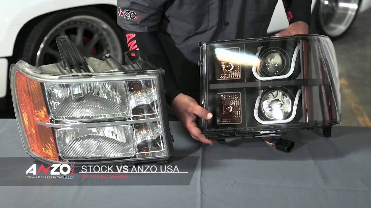 Anzo USA 2007-2013 GMC Sierra U-Bar Projector Headlight
