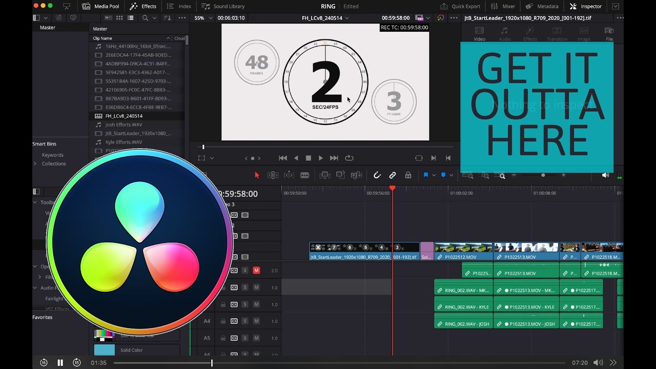 DaVinci Resolve Export for Pro Tools - AAF, Video Reference, Timecode, and Countdown