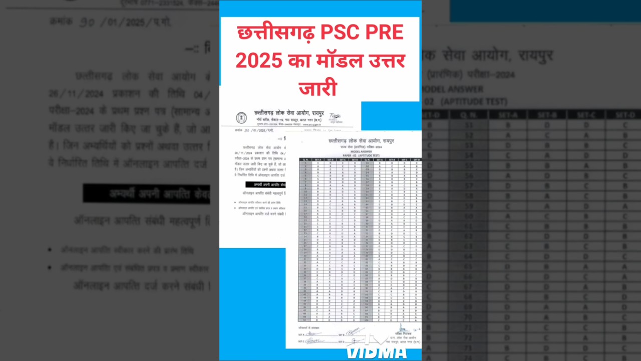 CGPSC PRE model answer जारी #modelanswer