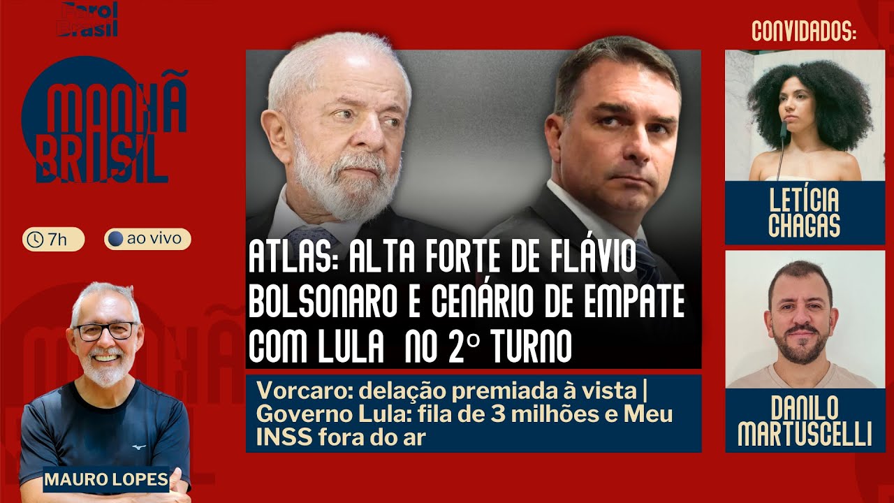 Atlas: alta de Flávio Bolsonaro e cenário de empate com Lula  no 2º Turno | INSS no buraco | 22.1