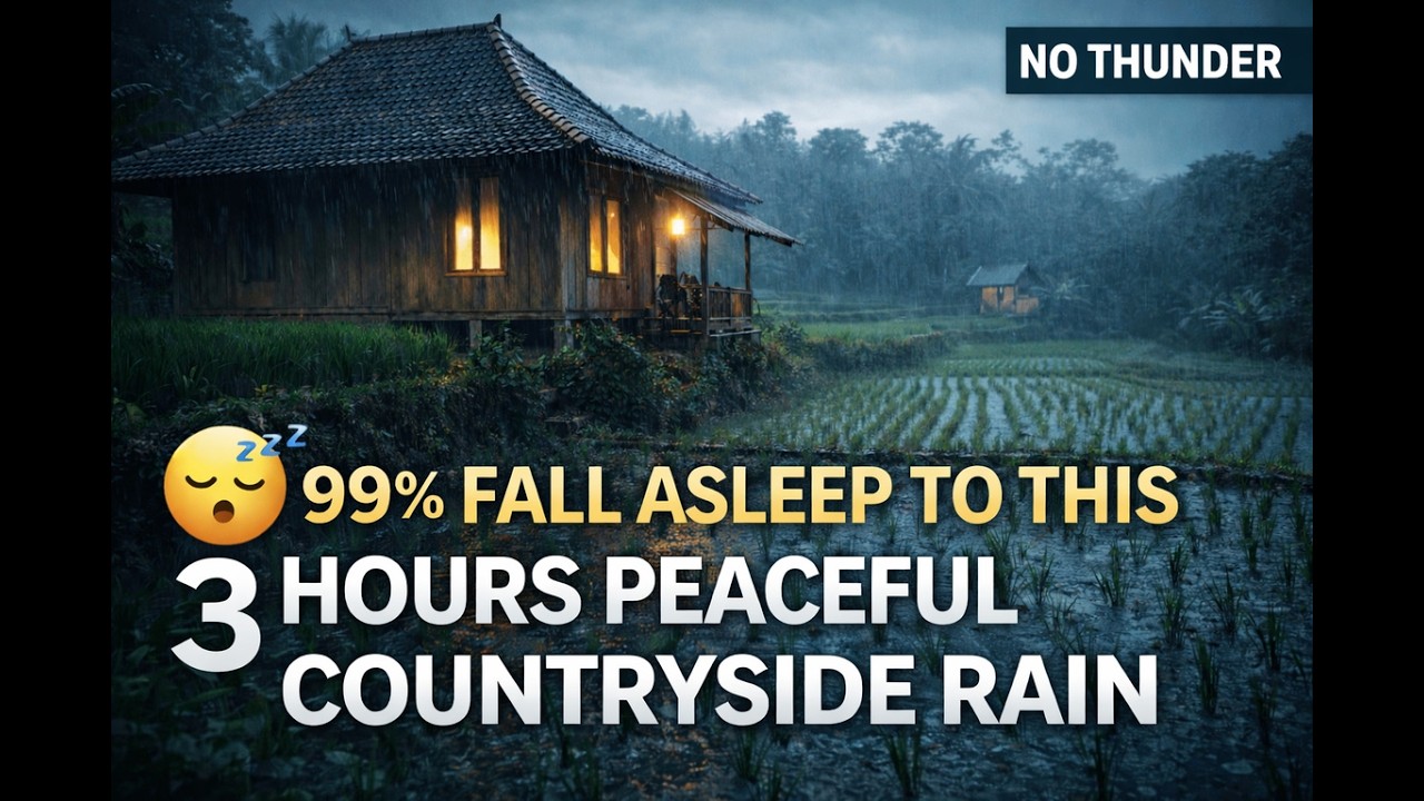 Cozy Countryside Rain at Night 🌧️ 3 Hours of Deep Sleep Rain Sounds (No Music)