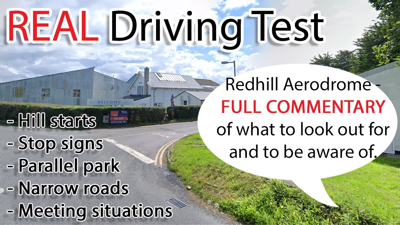 DVSA Driving Test - Redhill Aerodrome - Hills, stop signs, 20mph roads, meeting, parallel parking.