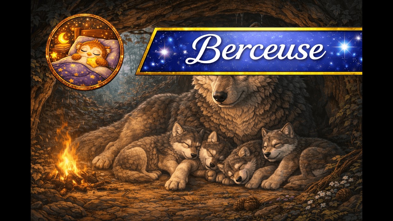 Berceuse - Sous la lune la famille loup