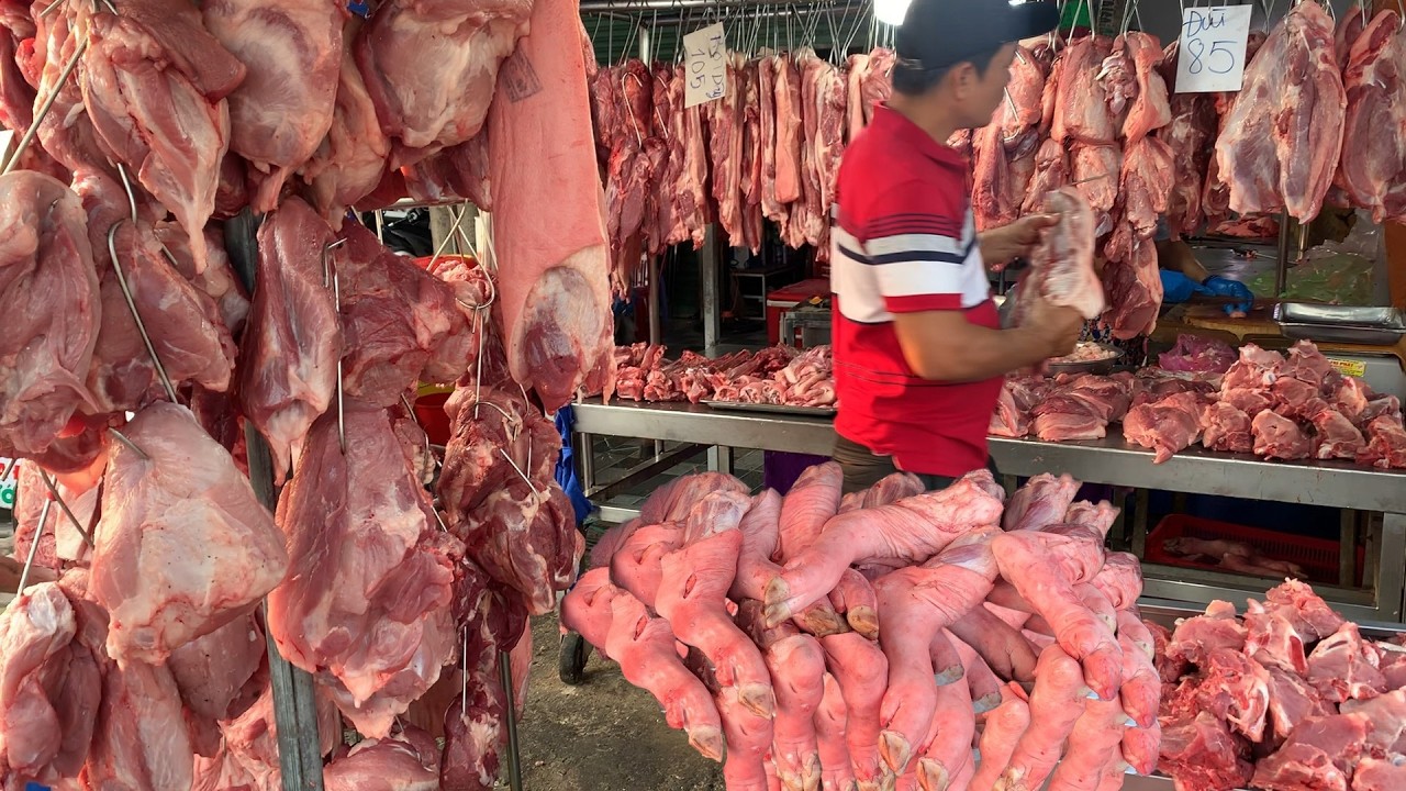 THỊT HEO LOẠI 1,giá bán lẻ THỊT HEO,tại chợ đầu mối hóc môn,5/3/2026