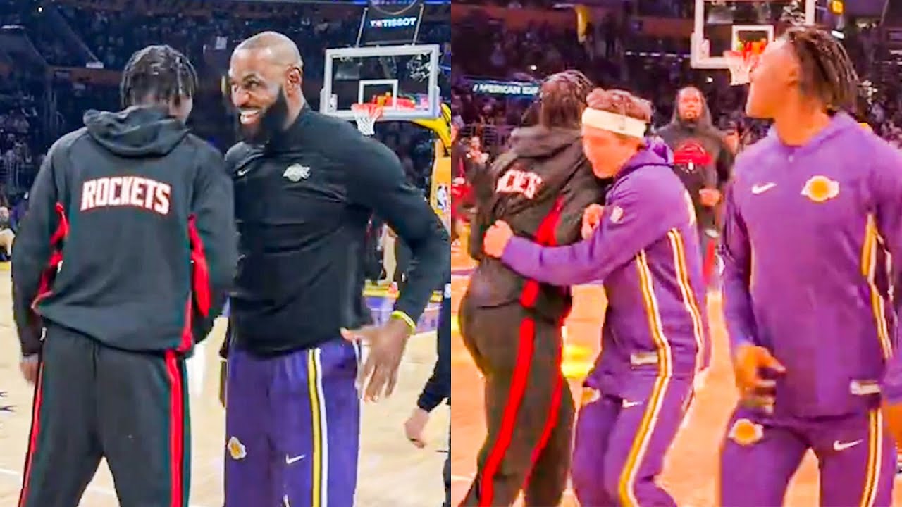LeBron James & Lakers Mobbed Dorian Finney-Smith before Lakers vs Rockets Game